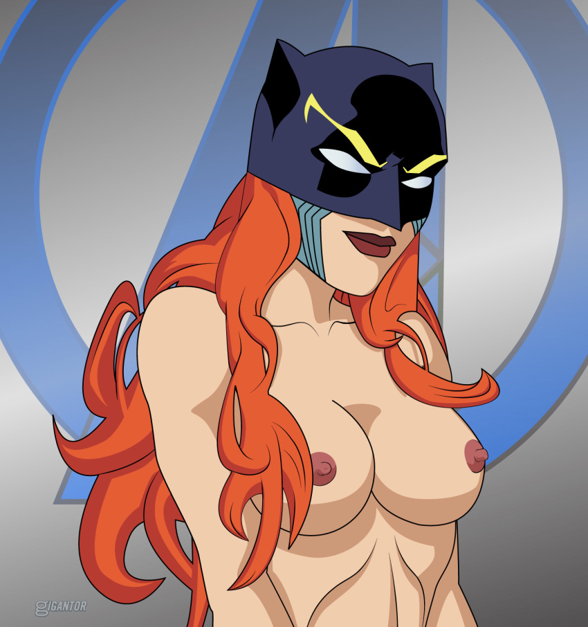 1girl avengers breasts erect_nipples female female_only gigantor_(artist) hellcat hellcat_(marvel) lipstick marvel nude patsy_walker smile solo_female upper_body