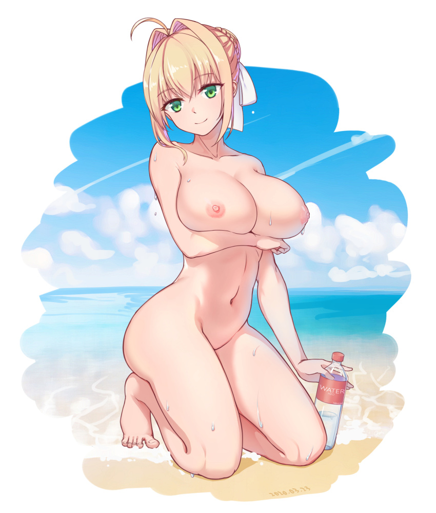 breast_hold fate/grand_order fate_(series) high_resolution jason_dai nero_claudius_(fate) nipples nude wet