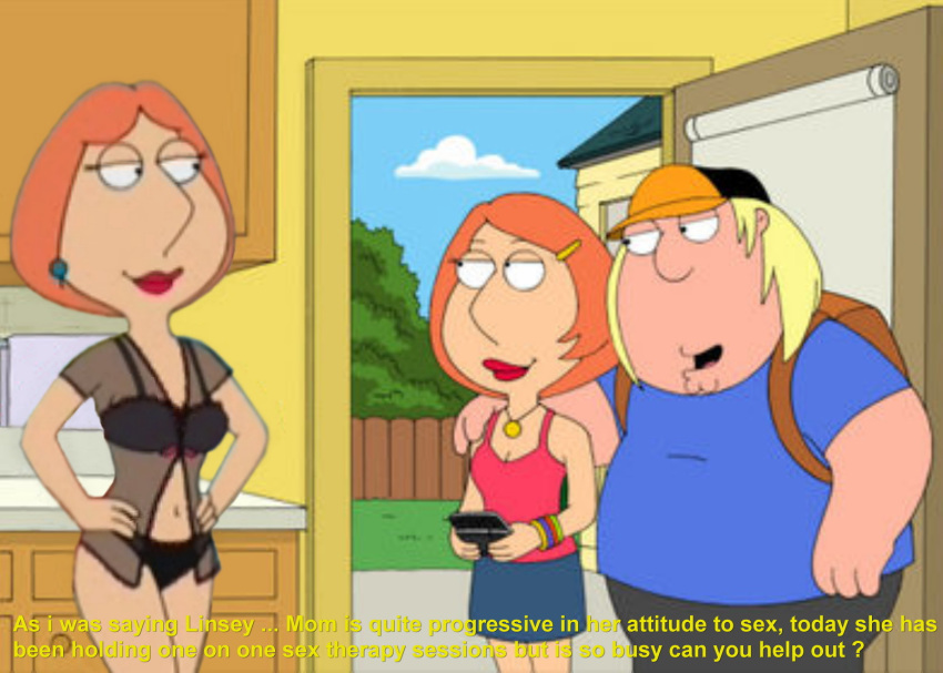 chris_griffin family_guy girlfriend incest lindsey_(family_guy) lois_griffin mother's_duty mother_&_son threesome