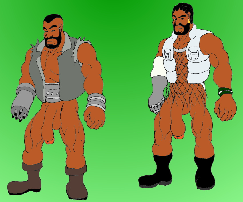 1boy bara barret_wallace facial_hair final_fantasy final_fantasy_vii hair human male male_only muscle partially_clothed penis ramsey276 solo