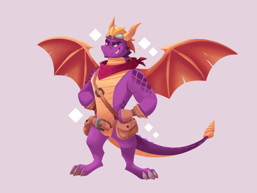 Xbooru - claws dragon dragon tail dragon wings goggles horns purple ...