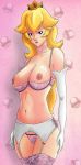 blonde_hair blue_eyes bra breasts garter_belt gloves lingerie long_hair nintendo nipples princess_peach reno-gade super_mario_bros. thong rating:Explicit score:4 user:loner