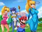 angry big_breasts blonde_hair blue_eyes blush bodysuit breasts canine clouds crossover crown dress english_text erect_nipples fox furry hair human imminent_death krystal latex legs mario mario_bros metroid nintendo open_mouth polearm ponytail princess princess_peach royalty samus_aran sigurd_hosenfeld sigurdhosenfeld skin_tight sky slap spank staff star_fox starfox super_mario_bros. surprise surprised tail text thighs video_games zero_suit rating:Questionable score:91 user:Greedwell