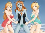 2010 3_girls 3girls blonde_hair blue_eyes blue_skin breasts cleavage crossover frankman frankman_(artist) hair_over_one_eye lingerie long_hair mario_(series) midna midna_(true) multiple_girls nintendo orange_eyes orange_hair pantie_pull panties panty_pull princess_peach princess_rosalina rosalina rosalina_(mario) rosetta_(mario) spoilers super_mario super_mario_bros. super_mario_galaxy the_legend_of_zelda the_legend_of_zelda:_twilight_princess twili_midna underwear rating:Explicit score:23 user:loner