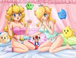 2_girls blonde_hair blue_eyes female_only hair lingerie long_hair multiple_girls panties princess_peach princess_rosalina sigurd_hosenfeld sigurdhosenfeld sitting super_mario_bros. tease toad_(mario) toad_(mario_species) water rating:Questionable score:36 user:loner