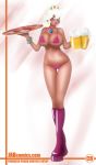 beer big_breasts bikini breasts crown dark_skin nintendo pizza princess_peach smile rating:Questionable score:8 user:ShadowKing11