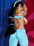 1girl aladdin_(series) arabian arabian_female ass black_hair breasts brown_eyes brown_skin cartoonvalley.com disney disney_princess earrings female_only helg_(artist) long_hair nipples princess_jasmine solo_female topless_female rating:Explicit score:32 user:mmay