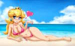 1girl beach big_breasts bikini blonde_hair blue_eyes blush bra breasts brush closed_mouth crown curvy earrings female_only happy highres jewelry lips long_hair navel nintendo on_floor princess princess_peach sexually_suggestive sigurd_hosenfeld sigurdhosenfeld solo super_mario_bros. swimsuit underwear rating:Questionable score:22 user:Greedwell