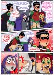 alien alien_girl comic dc_comics dick_grayson emotion_sickness_(teen_titans) grey_skin incognitymous_(artist) koriand'r orange_skin purple_hair rachel_roth raven_(dc) red_hair robin starfire tagme teen_titans threesome rating:Explicit score:1 user:losttapes219