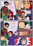 alien alien_girl comic dc_comics dick_grayson emotion_sickness_(teen_titans) grey_skin incognitymous_(artist) koriand'r orange_skin purple_hair rachel_roth raven_(dc) red_hair robin starfire tagme teen_titans threesome rating:Explicit score:1 user:losttapes219