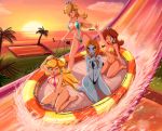 4girls aqua_eyes blonde_hair blue_eyes blue_skin blush brown_hair crown earrings female_only hair hair_over_one_eye happy kneel long_hair midna navel nintendo princess_daisy princess_peach princess_rosalina raft red_eyes red_hair rosalina sigurd_hosenfeld sigurdhosenfeld slide sling_bikini sunset swimsuit tan_line tattoo the_legend_of_zelda twili_midna water wink zenra rating:Questionable score:24 user:ShadowKing11