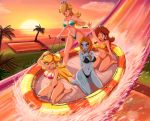 4girls aqua_eyes big_breasts bikini blonde_hair blue_eyes blue_skin blush breasts brown_hair cleavage crown earrings erect_nipples female_only hair hair_over_one_eye happy highres inflatable_raft kneel long_hair midna multiple_girls navel nintendo princess_daisy princess_peach princess_rosalina raft red_eyes red_hair rosalina rosalina_(mario) sigurd_hosenfeld sigurdhosenfeld slide splash splashing spoilers sunset super_mario_bros. super_mario_kart swimsuit tan_line tattoo the_legend_of_zelda thighs twili_midna twilight_princess water water_slide waterslide wink zenra rating:Questionable score:25 user:ShadowKing11