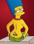 looking_back marge_simpson the_simpsons tramp_stamp wvs yellow_skin rating:Questionable score:17 user:O2B_Free