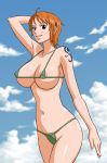 areola areola_slip areolae armpits arms_up bare_shoulders big_breasts bikini black_eyes breasts cloud erect_nipples large_breasts legs micro_bikini nami navel one_piece orange_hair pirate short_hair sky smile solo standing swimsuit tattoo x_bokkis rating:Questionable score:13 user:SimsPictures