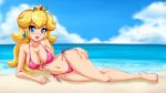 beach big_breasts female nintendo pink_bikini princess_peach solo_female super_mario_bros. rating:Questionable score:19 user:SimsPictures