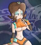 1girl brown_hair nintendo princess_daisy rocketdogshawn underboob rating:Questionable score:7 user:SimsPictures