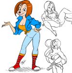 aeolus anthro ass bottomless breasts cleavage cum cum_in_orifice debbie_dune disney female furry goof_troop hugging pussy shirt_lift smile white_background rating:Explicit score:40 user:ellampalli