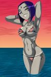 1girl american_flag_bikini big_breasts bikini blue_hair breasts dc dc_comics female_only grey_skin hair non-nude raven_(dc) shadman swimsuit teen_titans rating:Questionable score:62 user:ShadowKing11