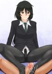 1girl ashikoki black_hair black_legwear black_panties black_pantyhose blazer blush brown_eyes business_suit cameltoe censored cum feet footjob formal happy infinite_stratos long_hair mutual_masturbation necktie no_skirt onanism orimura_chifuyu panties_under_pantyhose pantyhose pantyshot_sitting penis precum sex sitting smile soujun spread_legs rating:Explicit score:3 user:SimsPictures