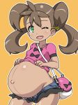 0k0j0 1girl bag blush breasts brown_hair collarbone covered_nipples cute denim denim_shorts earrings erect_nipples green_eyes handbag happy hips jewelry knees legs long_hair lowleg lowleg_pants midriff mound_of_venus navel nintendo open_mouth pants piercing poke_ball pokemon pokemon_(game) pokemon_xy pregnant quad_tails sana_(pokemon) shauna shiny shiny_skin shirt_lift short_shorts shorts shy sitting small_breasts solo tan teeth tongue twintails unbuttoned wide_hips wink rating:Questionable score:11 user:SimsPictures