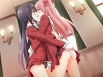 2_girls 2girls anal_fingering ass ayase_miya azumi_risa bare_legs black_hair black_panties blue_eyes blush bow curtains dutch_angle eye_contact female fingering french_kiss friends game_cg hair_bow hair_ribbon hairband half-closed_eyes hug hugging kiss kissing lamp legs long_sleeves looking_at_another love multiple_girls mutual_masturbation navel panties peko pink_hair pink_panties red_eyes ribbon school_uniform skirt_lift sono_hanabira_ni_kuchizuke_wo standing sweat tongue topless twintails underwear upskirt window yuri rating:Explicit score:1 user:SimsPictures