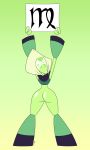 1girl alien ass blush boots bottomless cartoon_network embarrassing green_eyes green_hair green_skin mad peridot peridot_(steven_universe) shiny shiny_skin steven_universe rating:Questionable score:24 user:zipp