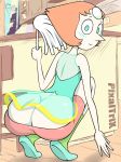 1girl ass big_ass blush clothes dat_ass gem happy hips huge_ass looking_at_viewer milf pants pants_down pearl pixaltrix shy steven_universe wide_hips rating:Questionable score:80 user:Moonreker