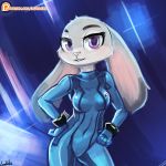 1girl 1girl 30minchallenge anthro bodysuit clothed clothing disney furry judy_hopps lagomorph looking_at_viewer lumineko mammal purple_eyes rabbit skinsuit tight_clothing zero_suit zootopia rating:Questionable score:17 user:Furry_Love