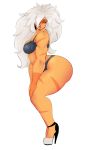 1girl alien big_ass black_bra black_panties bra breasts cartoon_network high_heel jasper jasper_(steven_universe) long_hair muscle orange_eyes orange_skin steven_universe sundown white_background white_hair wide_hips rating:Questionable score:49 user:zipp