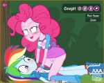 blue_iris blue_skin blushing cowgirl_position equestria_girls eyes_rolled_back friendship_is_magic futanari futanari_on_female game girl_on_top kneeling lying mlp my_little_pony older older_female on_top peachypop34 pink_skin pinkie_pie rainbow_dash red_iris vaginal young_adult young_adult_female young_adult_woman rating:Explicit score:27 user:Usurper