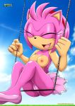 1girl 2018 amy_rose anthro anthro_only ballet_flats bbmbbf blush breasts closed_eyes cute female_only hairband mobius_unleashed nipples nude nude_female palcomix sega skirt sky smile sonic_(series) sonic_the_hedgehog_(series) swing topless rating:Explicit score:-30 user:Christianmar762