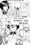 bleach comic english_text hollow_ichigo monochrome rangiku_matsumoto rukia_kuchiki rumble_sex soifon text toshiro_hitsugaya yoruichi rating:Explicit score:2 user:rule35