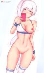 1girl 1girl 1girl asymmetrical_hair bangs bare_shoulders blue_eyes bluefield blush breast_slip breasts cellphone eyebrows_visible_through_hair high_resolution long_hair looking_at_viewer medium_breasts navel nipples one_breast_out_of_clothes phone ponytail pussy rwby scar scar_across_eye shiny shiny_hair shiny_skin side_ponytail standing stockings sweat tied_hair toned very_long_hair weiss_schnee white_hair