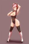 1girl aestheticc-meme areola breasts breasts_out_of_clothes exercise female_only female_solo high_heel_boots high_heels high_resolution leotard looking_at_viewer neopolitan nipples rwby shoes standing very_high_resolution