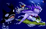  3girls art_trade carol_tea freedom_planet freedom_planet_2 galaxytrail milla_basset orca peril sash_lilac scubagundam swimming tagme the1stmoyatia underwater 