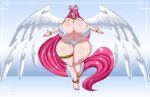  feathered_wings feathers gigantic_ass gigantic_breasts halo hourglass_figure master_erasis monster_girl pink_eyes pink_hair very_long_hair vocaloid wings 