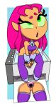 1girl alien alien_girl alternate_version_available anal anal_masturbation bottomless cartoon_network copy_machine dc eyebrows eyelashes eyes_rolled_back female green_eyes koriand'r looking_pleasured masturbation moaning open_mouth orange_skin pink_eyebrows pink_hair pussy saliva saliva_drip sex_toy sitting solo starfire syscod tagme tamaranean teen_titans teen_titans_go thick_thighs very_long_hair wide_hips