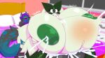  1boy 1girl cumflation hyper_belly kalebur meowscarada pokemon thiccbuns 