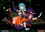 ass ass_slap asuna_(sao) bbmbbf big_breasts blue_hair blush breasts cosplay elbow_gloves gloves halloween halloween_costume konno_yuuki long_gloves long_hair palcomix pietro's_secret_club pointy_ears purple_gloves purple_hair purple_legwear spanking stockings sword_art_online tagme