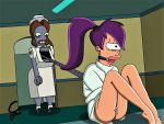 ass ball_gag bottomless futurama no_panties shaved_pussy straitjacket thighs turanga_leela