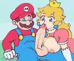 1boy 1girl animated animation blonde_hair blue_eyes breasts fellatio gif loop male/female mario nipples oral penis penis_in_mouth princess_peach super_mario_bros.