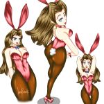  1girl 1girl 1girl arms_behind_back arms_behind_head big_ass big_breasts blue_eyes brown_hair bunny_ears bunny_girl bunnysuit choker dilane93 female_only hands_on_hips high_heels long_hair long_legs looking_at_viewer looking_back mario_(series) pauline_(mario) pauline_(super_mario_odyssey) stockings super_mario_bros. 