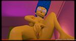  1girl 3d 3d_animation baimudan big_breasts blue_hair female_masturbation female_only fingering fingering_self fingers_in_pussy gif large_nipples loop looping_animation marge_simpson masturbation pearls the_simpsons two_fingers_in_pussy yellow_skin 