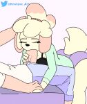 1boy 1girl animal_crossing animated animation closed_eyes dog fellatio female_focus furry hand_on_head hand_on_penis huge_penis isabelle_(animal_crossing) kiwipie_art male/female nintendo oral paramour_(artist) video villager_(doubutsu_no_mori) webm yiff