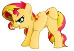 1girl anus ass cutie_mark female female_only female_unicorn friendship_is_magic horn looking_at_viewer my_little_pony nude pony presenting_hindquarters pussy solo standing sunset_shimmer sunset_shimmer_(eg) tail tail_aside unicorn white_background