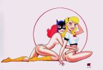 2000 2girls artist_request barbara_gordon batgirl batman_(series) batman_the_animated_series dc dc_comics dcau female female_only linda_danvers supergirl superheroine superman:_the_animated_series superman_(series) thong