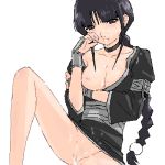  black_hair bleach braid breasts cum kurotsuchi_nemu lowres nemu_kurotsuchi nipples no_panties oekaki shimano_natsume single_braid uncensored 