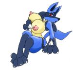 biped black_fur blue_fur canid canine chest_spike cream_fur creatures_(company) dog_ears dog_tail fighting_type_pokemon game_freak gen_4_pokemon huge_breasts lucario nintendo pokemon pokemon_(anime) pokemon_(creature) pokemon_(game) pokemon_(species) pokemon_diamond_pearl_&_platinum pokemon_dppt pokemon_heartgold_and_soulsilver pokemon_hgss porkyman sharp_teeth snout spikes steel_type_pokemon