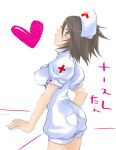  1girl black_hair blush breasts death_note female_only genderswap green_eyes heart impossible_clothes impossible_clothing impossible_shirt l_(death_note) l_lawliet missifre nurse rule_63 shirt shueisha solo_female 