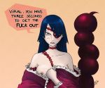 adiane angry annoyed badass breasts collarbone english_text hair lipstick nipple saurien tengen_toppa_gurren_lagann text threatened